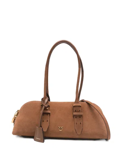 Pinko Leather Shoulder Bag In Brown