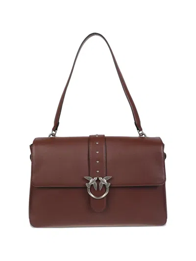 Pinko Leather Shoulder Bag In Brown