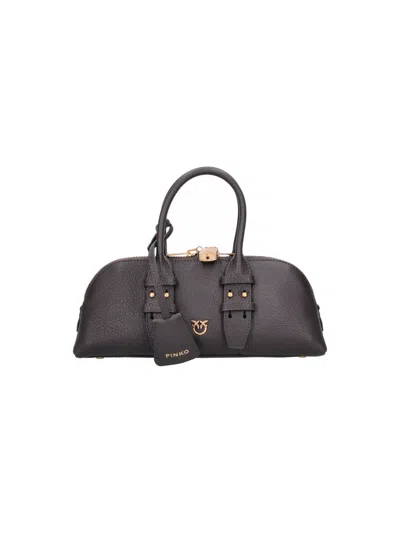 Pinko Leather Shoulder Bag In Brown