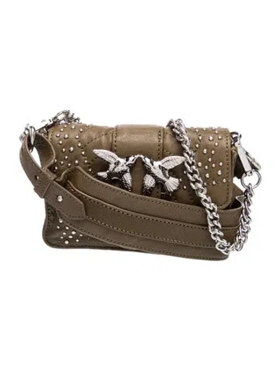 Pre-owned Pinko Leather Shoulder Bag In Brown
