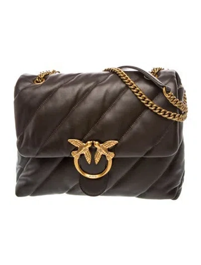 Pre-owned Pinko Leather Shoulder Bag In Brown