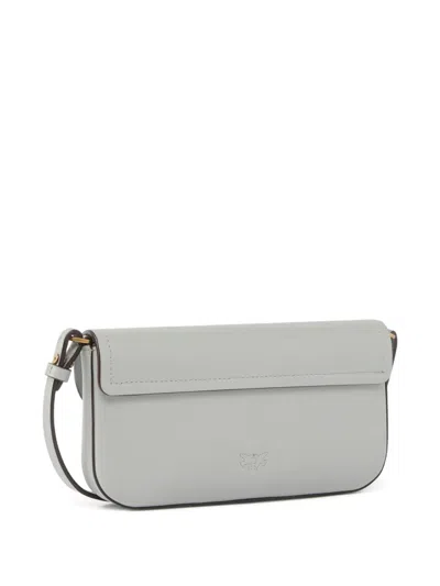 Pinko Leather Shoulder Bag In Gray