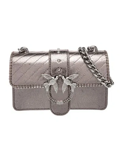 Pre-owned Pinko Leather Shoulder Bag In Gray