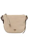 Pinko Leather Shoulder Bag In Neutral