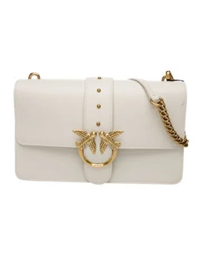 Pre-owned Pinko Leather Shoulder Bag In Neutral