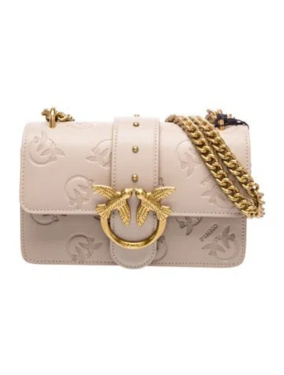 Pre-owned Pinko Leather Shoulder Bag In Neutral
