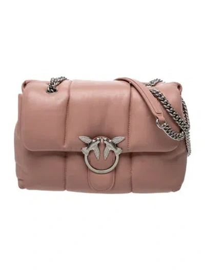 Pre-owned Pinko Leather Shoulder Bag In Neutrals