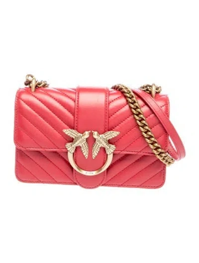 Pre-owned Pinko Leather Shoulder Bag In Red