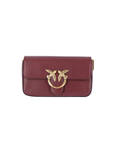 Pinko Leather Shoulder Bag In Red