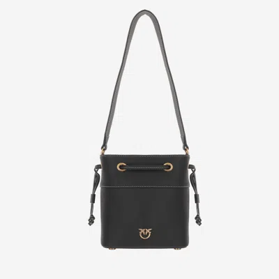 PINKO LEATHER SHOULDER BAG WITH LOGO