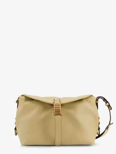 Pinko Leather Shoulder Bag With Logo Metal Detail In Neutral