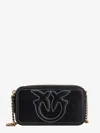 Pinko Borsa A Tracolla Nera Carrie Con Logo Love Birds In Rilievo