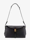 Pinko Leather Shoulder Bag With Metal Detail With Engraved Logo In Black