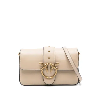 Pinko Leather Shoulder Bags In Beige