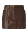 Pinko Leather Mini Skirt With Pockets In Brown