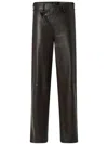 Pinko Leather Slim-fit Trousers In Brown