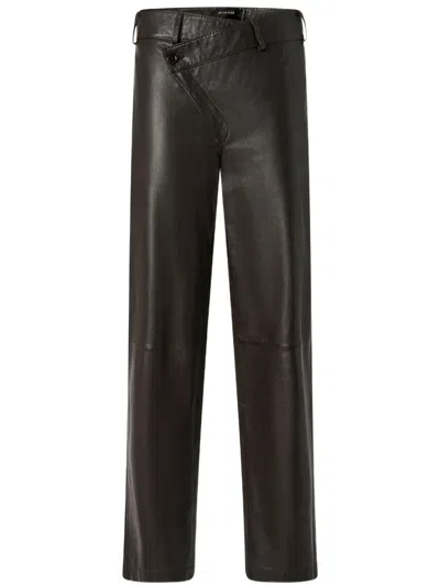 Pinko Leather Slim-fit Trousers In Marron Intense