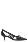 Pinko Black Mid-heel Pumps With Stylish Cutouts And Buckle Detail In Black