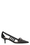 Pinko Black Mid-heel Pumps With Stylish Cutouts And Buckle Detail In Black