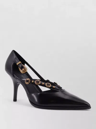 Pinko Leather Slingback Pumps Strappy Pointed Toe In Black