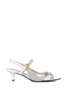 Pinko Leather Slingback Sandal In Silver