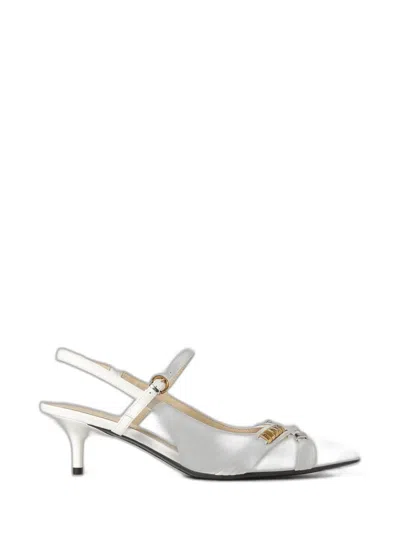 Pinko Leather Slingback Sandal In Silver