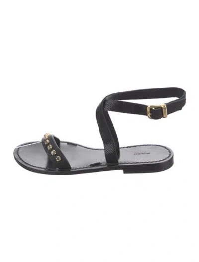 Pre-owned Pinko Leather Slingback Sandals In Black