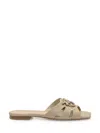 Pinko Square Toe Leather Sandals Emblem In Sand