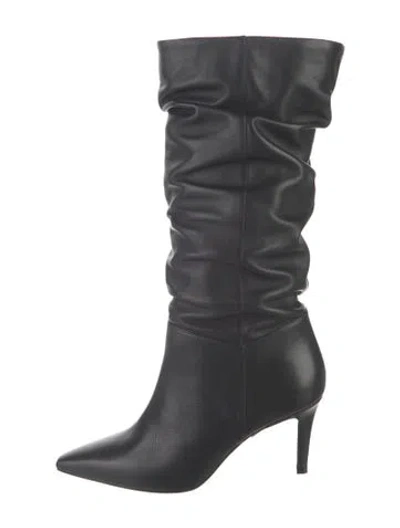Pre-owned Pinko Leather Slouch Boots In Black