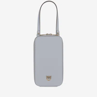Pinko Leather Smartphone Card Case In Blue