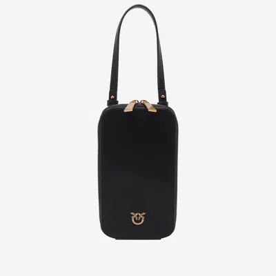 Pinko Leather Smartphone Case Wallet In Black