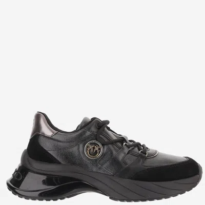 Pinko Leather Sneakers In Black