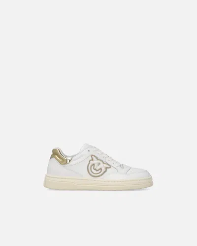 PINKO LEATHER SNEAKERS WITH METALLIC DETAILS