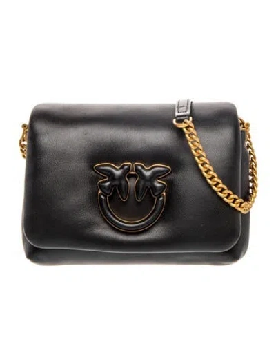 Pre-owned Pinko Leather Top Handle Bag In Black