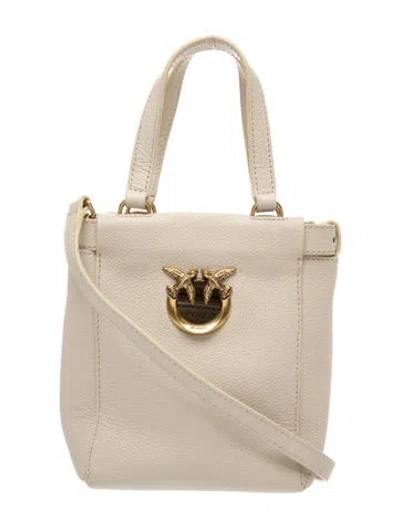 Pre-owned Pinko Leather Top Handle Bag In Neutral