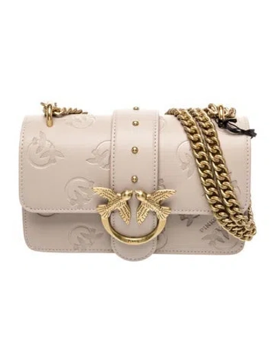 Pre-owned Pinko Leather Top Handle Bag W/ Tags In Neutral