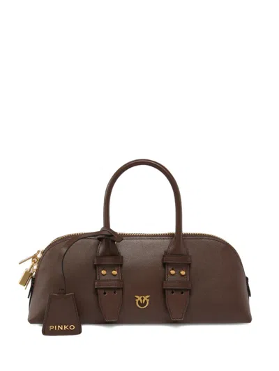 Pinko Leather Top-handle Tote Bag In Brown