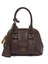 Pinko Escape Bag Small Handbag In Patent-effect Leather In Brown