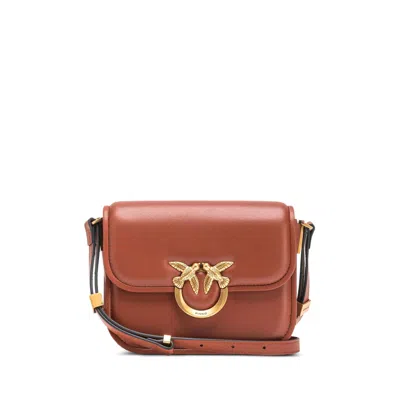 Pinko Leather Tote Bags In Brown