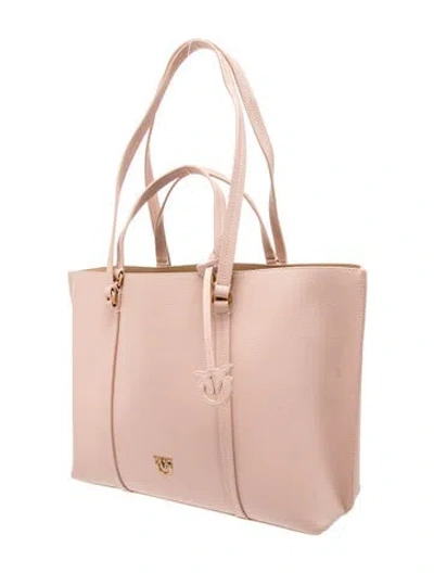 Pre-owned Pinko Leather Tote In Neutrals/pink