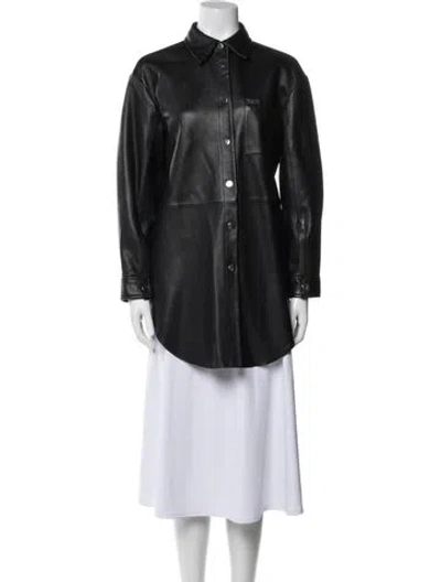Pre-owned Pinko Leather Trench Coat In Black