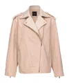 Pinko Leather-trim Cotton Biker Jacket In Nude