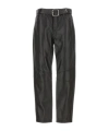 Pinko Nappa Leather Long Trousers With Belt In Black
