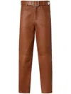 Pinko Leather Trousers With Belt In Brown