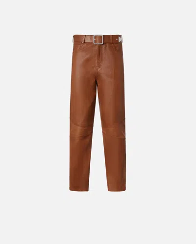 Pinko Leather Trousers With Belt In Bronze Chaud
