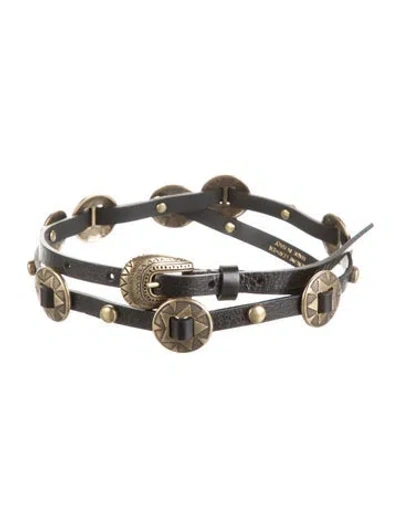 Pre-owned Pinko Leather Waist Belt In Black