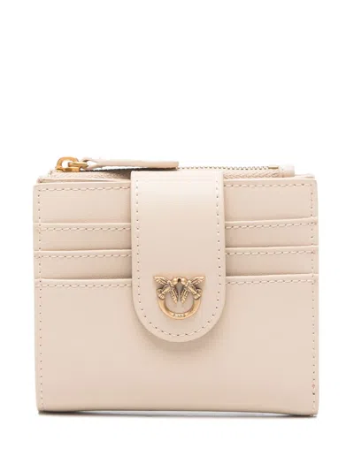 Pinko Leather Wallet In Neutrals