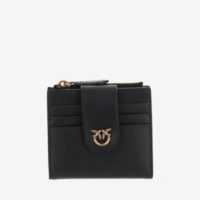 Pinko Leather Wallet With Logo In Black