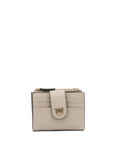 Pinko Leather Bi-fold Wallet In Neutral