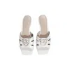 Pinko Milk Calf Leather Slippers With Striped Structure And Golden Details In White